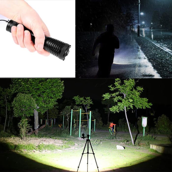Led Super Bright Zoom Lampe de poche Puissant Camping Lampe Police Torche  Rechargeable